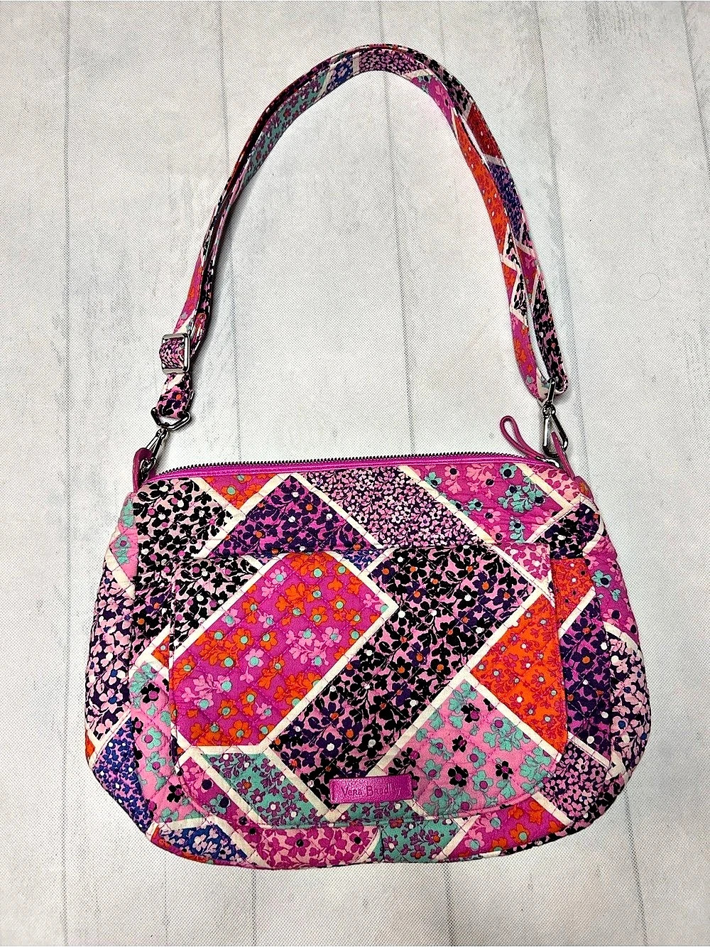 Vera Bradley Hadley Satchel Floral Patchwork Shoulder Bag Pink & Purple